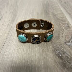 Noosa Brown Leather Snap Charm Bracelet